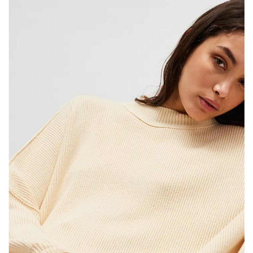 Free people Cream Ribbed Easy Street Sweater tunic - Picture 7 of 7
